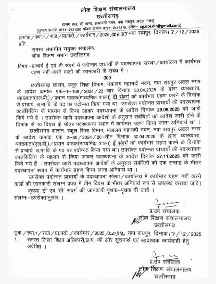 Chhattisgarh Principal Posting