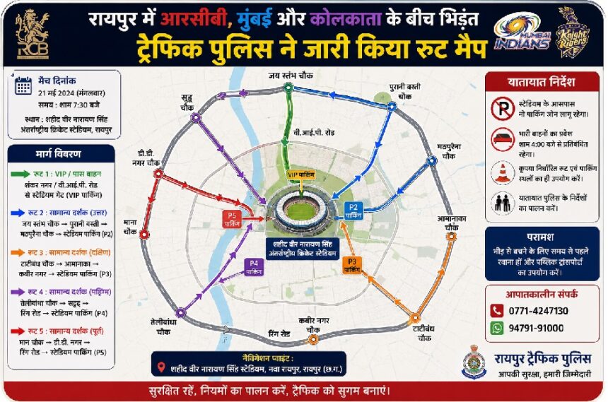 Raipur Stadium Traffic Route
