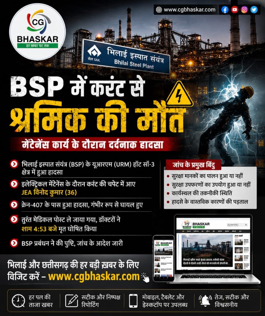 BSP Accident: करंट से श्रमिक की मौत
