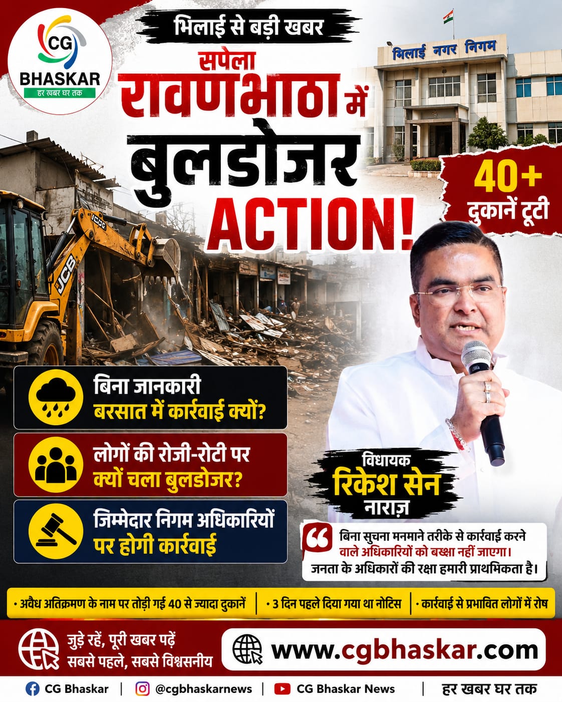 Supela Ravanbhatha bulldozer action : विधायक हुए नाराज