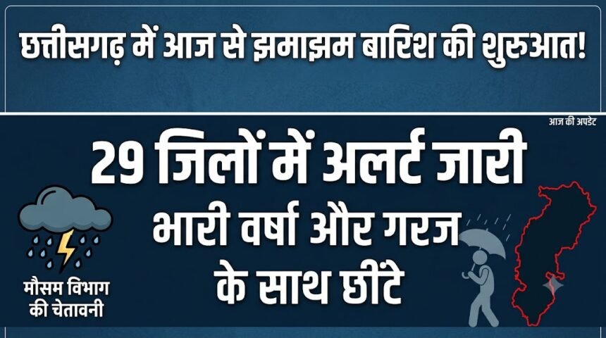 Chhattisgarh Rain Alert : आज से झमाझम बारिश, 29 जिलों में अलर्ट
