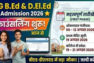 CG B.Ed Admission 2026 : बीएड-डीएलएड में एडमिशन का बड़ा मौका, आज से काउंसलिंग शुरू, देखें तारीखें