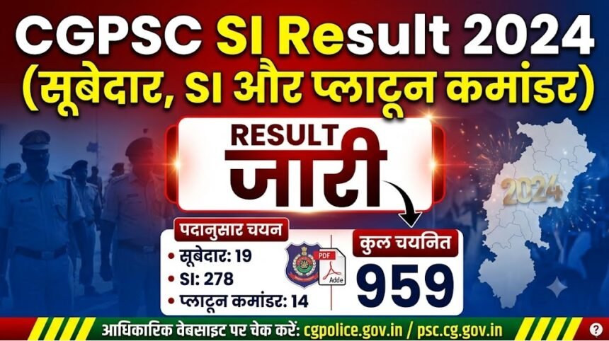 CGPSC SI Result 2024 : सूबेदार, SI और प्लाटून कमांडर भर्ती का रिजल्ट जारी