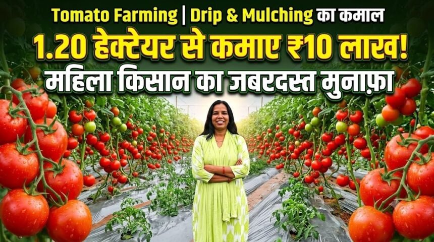 Tomato Farming : ड्रिप और मल्चिंग का कमाल, महिला किसान ने 1.20 हेक्टेयर से कमाए 10 लाख