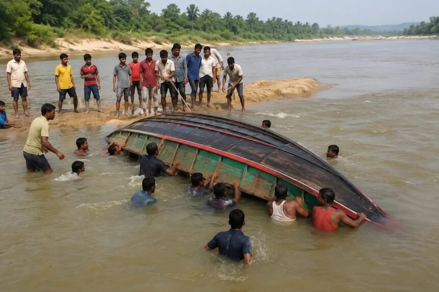 Kanker Boat Accident : कोटरी नदी में रेत के टीले से टकराकर पलटी सवारियों से भरी नाव, 12 लोग थे सवार