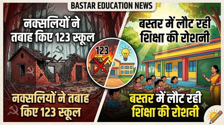 Bastar Education News : बस्तर में लौट रही शिक्षा की रोशनी, कभी नक्सलियों ने तबाह किए थे 123 स्कूल
