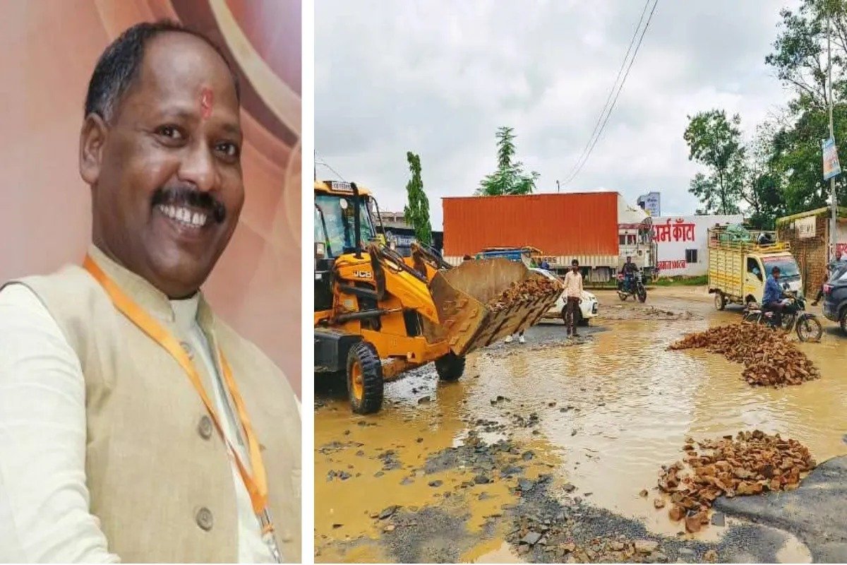 BJP General Secretary Car Stuck