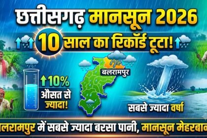 Chhattisgarh Rainfall 2026 : मानसून मेहरबान, 10 साल के औसत से ज्यादा हुई बारिश, बलरामपुर में सबसे ज्यादा बरसा पानी