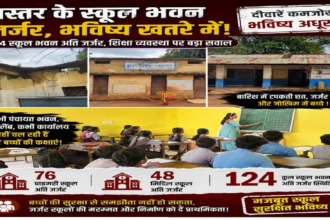 Bastar School News : जर्जर स्कूलों में पढ़ रहे बच्चे, 124 भवन खस्ताहाल; पंचायत भवन में लगी कक्षाएं
