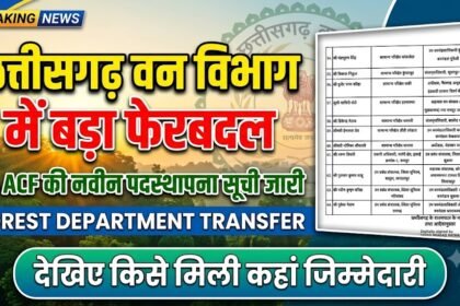 Forest Department Transfer : छत्तीसगढ़ वन विभाग में बड़ा फेरबदल, 64 ACF की नवीन पदस्थापना सूची जारी