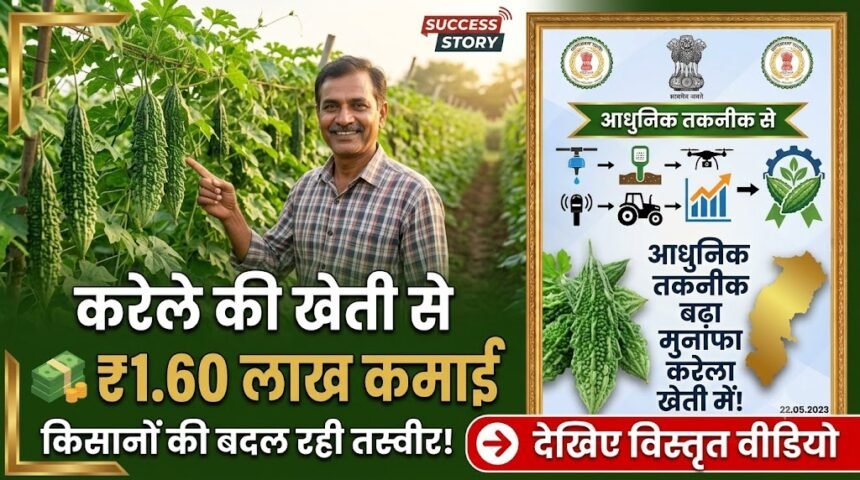 Bitter Gourd Farming : करेले की खेती से किसान ने कमाए 1.60 लाख, आधुनिक तकनीक से बदली तस्वीर
