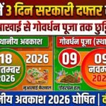 Raipur Local Holiday 2026 : रायपुर में 3 दिन सरकारी दफ्तर रहेंगे बंद, नुआखाई से गोवर्धन पूजा तक छुट्टियों की तारीख घोषित