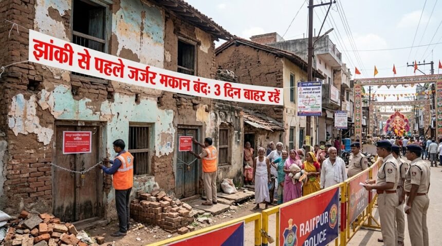 Ganesh Visarjan Jhanki : झांकी से पहले जर्जर मकान होंगे बंद, 3 दिन बाहर रहेंगे मालिक