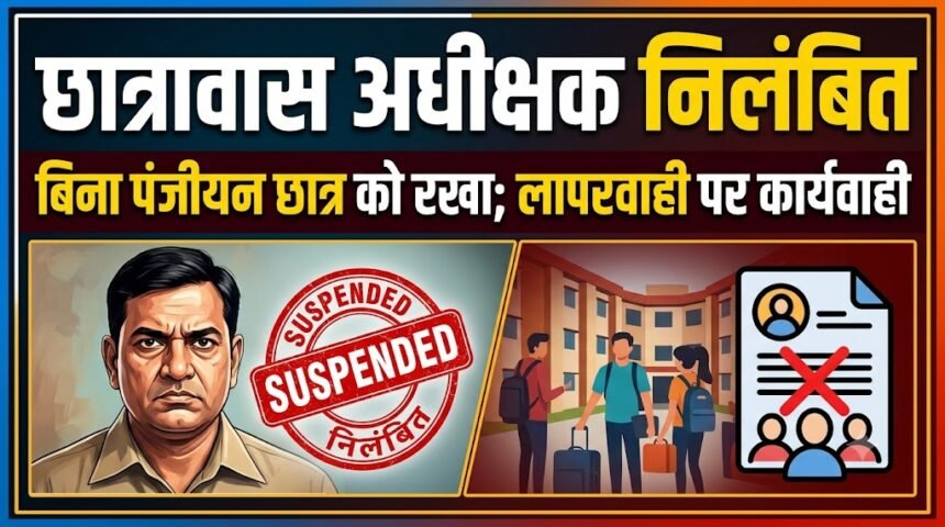 Hostel Superintendent Suspended : बिना पंजीयन छात्र को रखा, लापरवाही पर छात्रावास अधीक्षक निलंबित