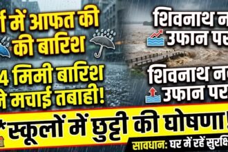 Durg Rain Alert : रातभर में 64 मिमी बारिश, शिवनाथ उफान पर, स्कूलों में छुट्टी