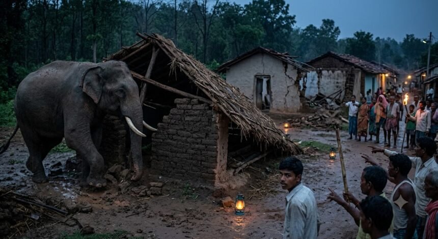 Elephant Attack Manendragarh : मनेन्द्रगढ़ में हाथियों का आतंक, 3 घर टूटे, गांव में दहशत