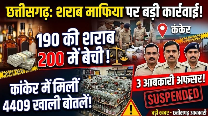 Chhattisgarh Liquor Action : 190 की शराब 200 में बेची, कांकेर में मिलीं 4409 खाली बोतलें; 3 आबकारी अफसर निलंबित