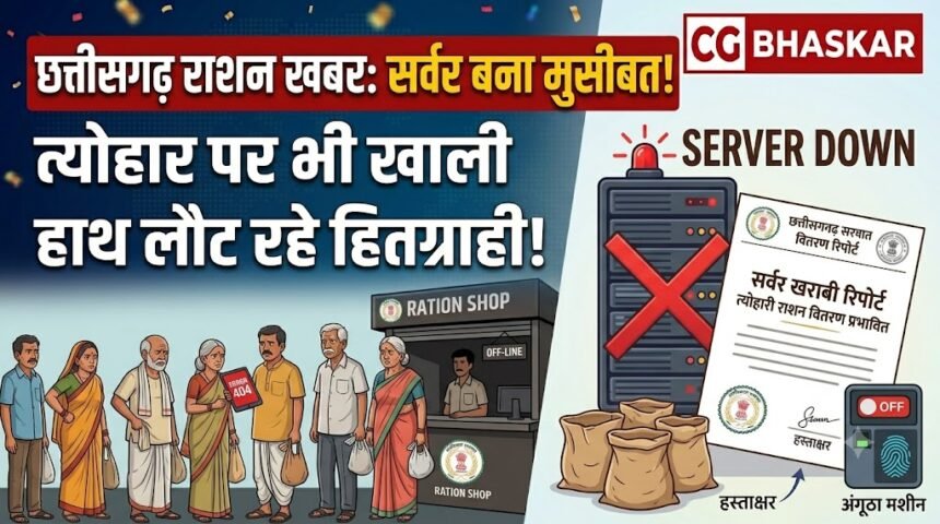 Chhattisgarh Ration News : राशन दुकानों में सर्वर बना मुसीबत, त्योहार पर भी खाली हाथ लौट रहे हितग्राही