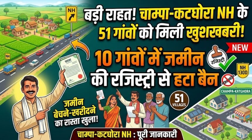 Champa Katghora NH : 10 गांवों में जमीन की रजिस्ट्री से हटा बैन, 51 गांवों को मिलेगी राहत