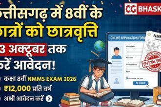 NMMS Scholarship Exam 2026 : छत्तीसगढ़ में 8वीं के छात्रों को छात्रवृत्ति का मौका, 23 अक्टूबर तक करें आवेदन