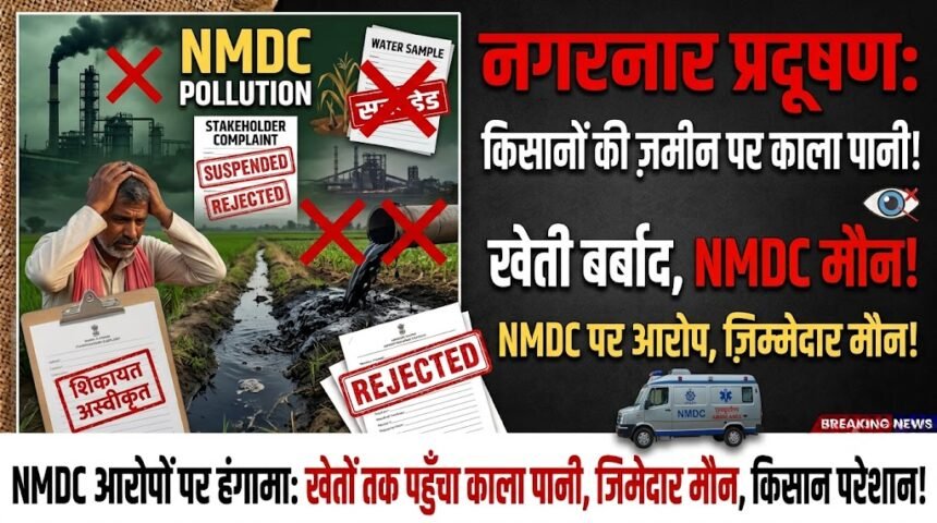 NMDC Pollution Allegations : नगरनार में खेतों तक पहुंचा काला पानी, किसान परेशान, जिम्मेदार मौन!