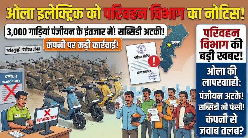 Ola Electric Notice Chhattisgarh : 3,000 गाड़ियां पंजीयन के इंतजार में! सब्सिडी अटकी, परिवहन विभाग ने कंपनी को थमाया नोटिस