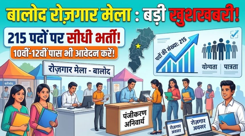 Balod Rozgar Mela : बालोद में 215 पदों पर भर्ती, 10वीं-12वीं पास भी कर सकते हैं आवेदन