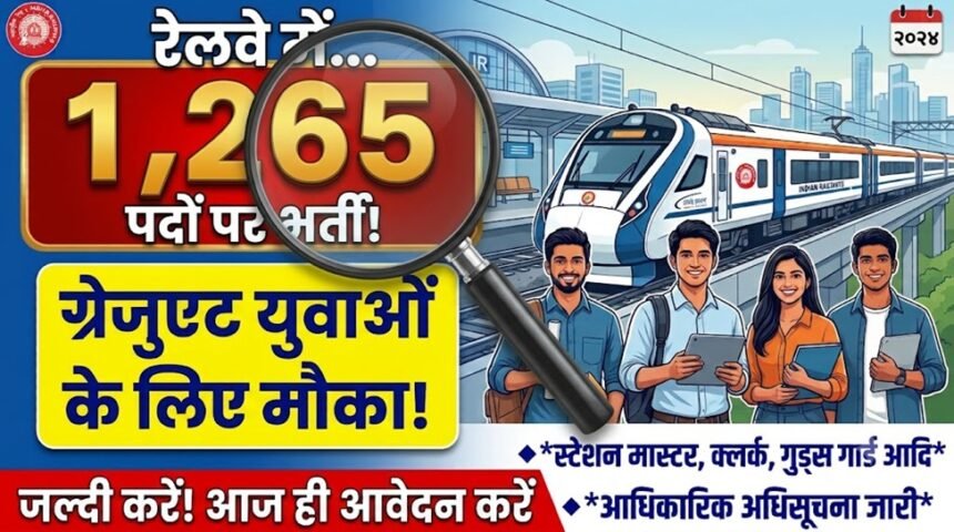 RRB Station Master Recruitment 2026 : रेलवे में 1,265 पदों पर भर्ती! ग्रेजुएट युवाओं के लिए मौका, जानें योग्यता, फीस और आवेदन का तरीका