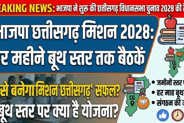 BJP Chhattisgarh Election 2028 : भाजपा ने शुरू की विधानसभा चुनाव 2028 की तैयारी, हर महीने बूथ स्तर तक होंगी बैठकें