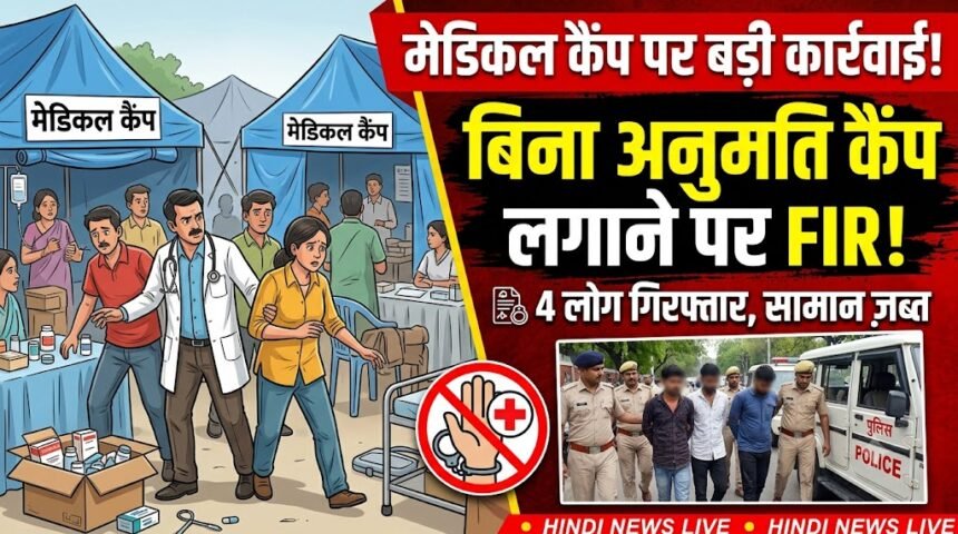 Medical Camp Action : बिना अनुमति मेडिकल कैंप लगाने पर कार्रवाई, 4 गिरफ्तार