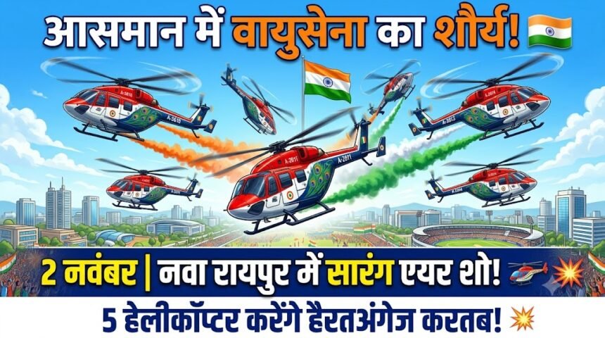 Sarang Helicopter Air Show : राज्योत्सव में आसमान पर दिखेगा वायुसेना का शौर्य! पांच हेलीकॉप्टर दिखाएंगे हैरतअंगेज करतब
